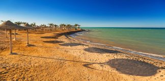 Sonnenschirme am Strand in Hurghada Ägyten